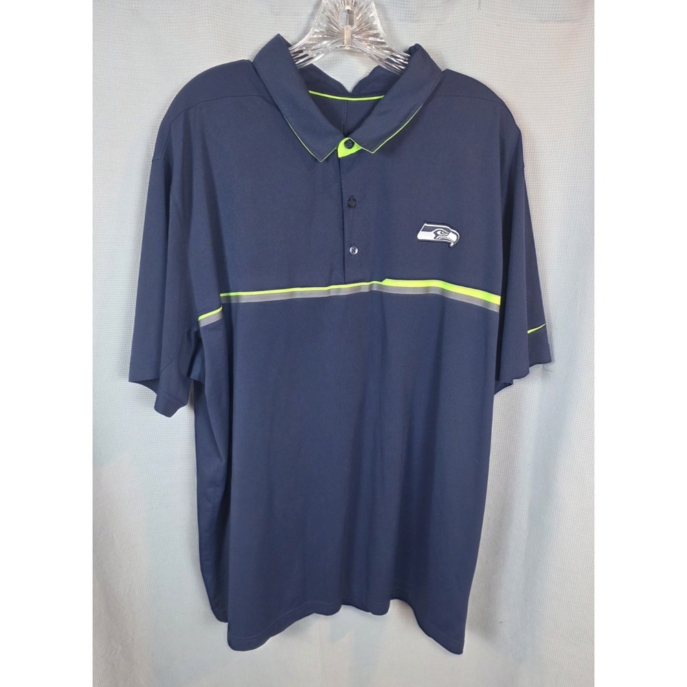 Nike Dri Fit Seattle Seahawks Shirt Mens XXL‎ Blue NFL Football Polo On Field